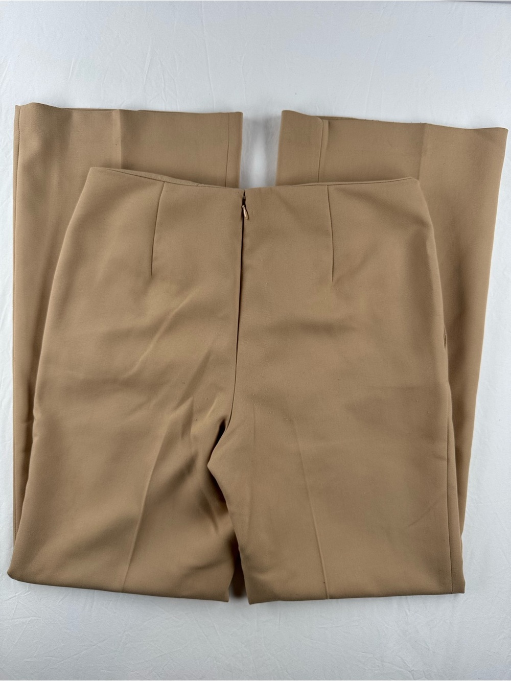 Vince Camuto Tan High-Waist Tailored Trousers with Gold Buttons - Picture 3 of 7